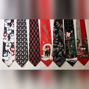Lot Of 7 Mens Christmas Holiday Neck Ties Garfield Odie Grinch Santa Snowmen
